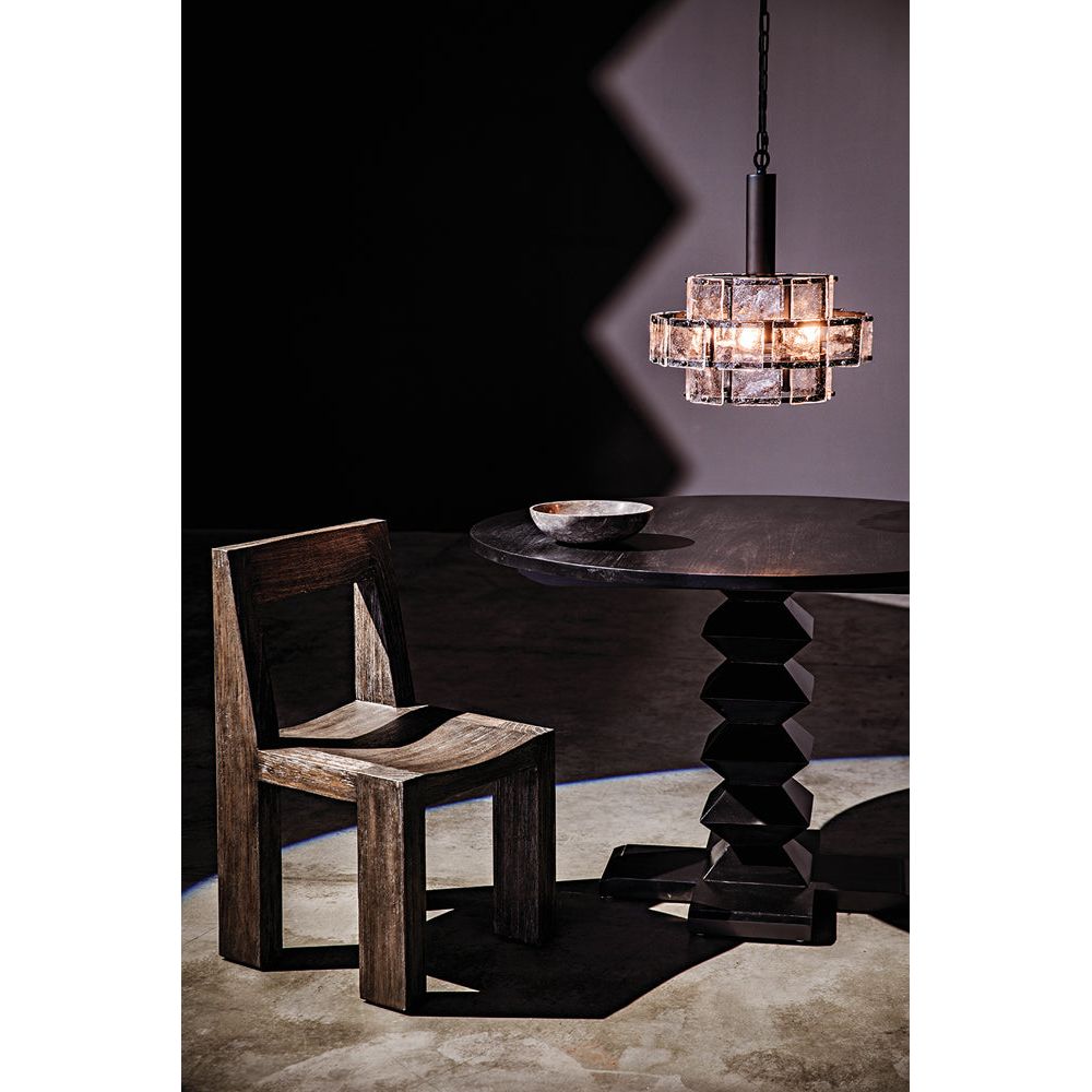 Zig-Zag Dining Table, 48" Diameter, Hand Rubbed Black by NOIR