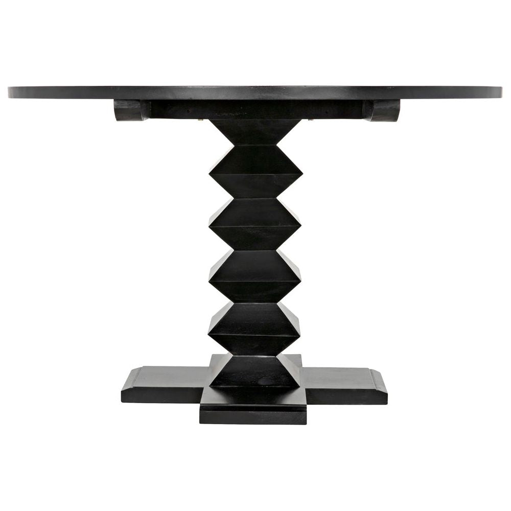 Zig-Zag Dining Table, 48" Diameter, Hand Rubbed Black by NOIR