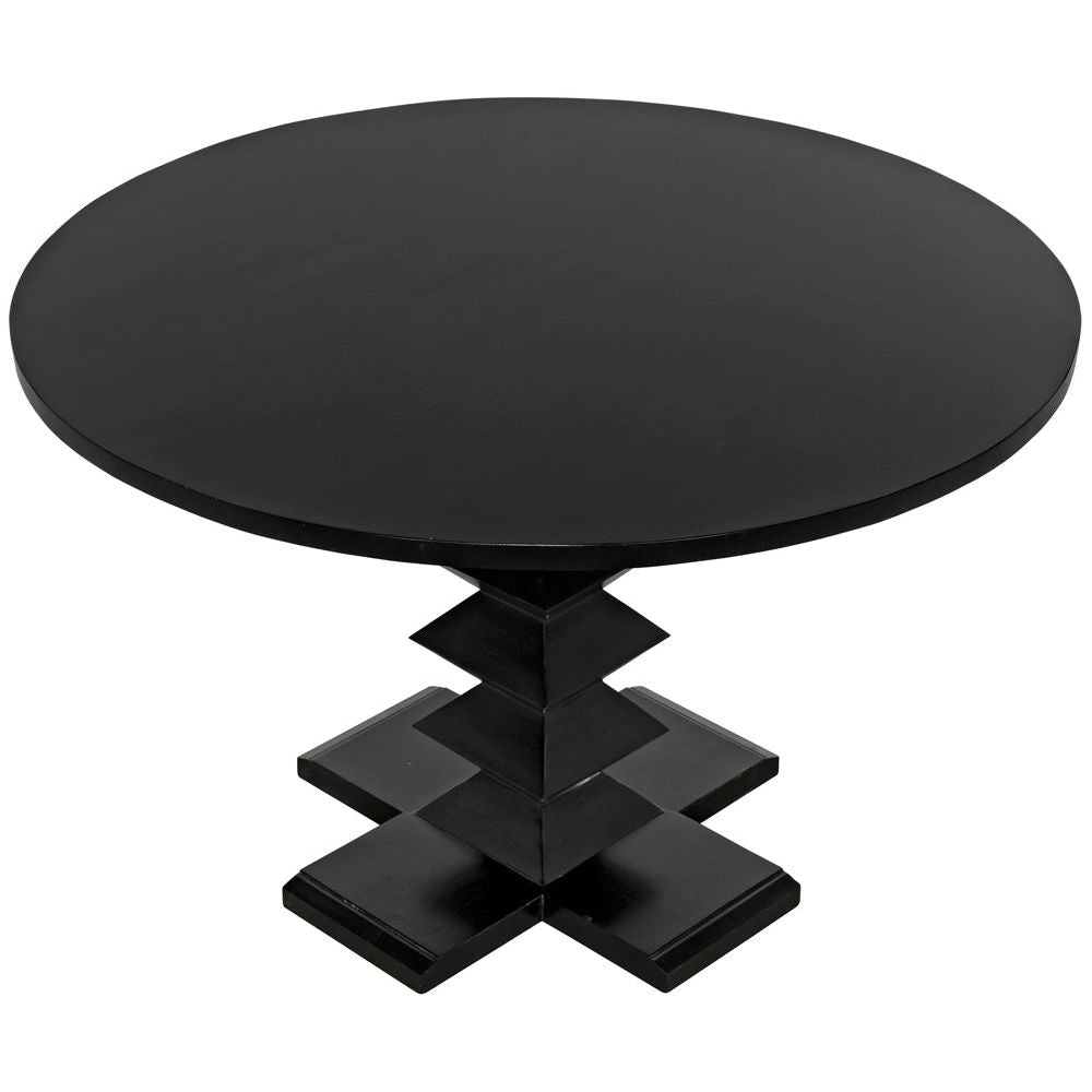 Zig-Zag Dining Table, 48" Diameter, Hand Rubbed Black by NOIR