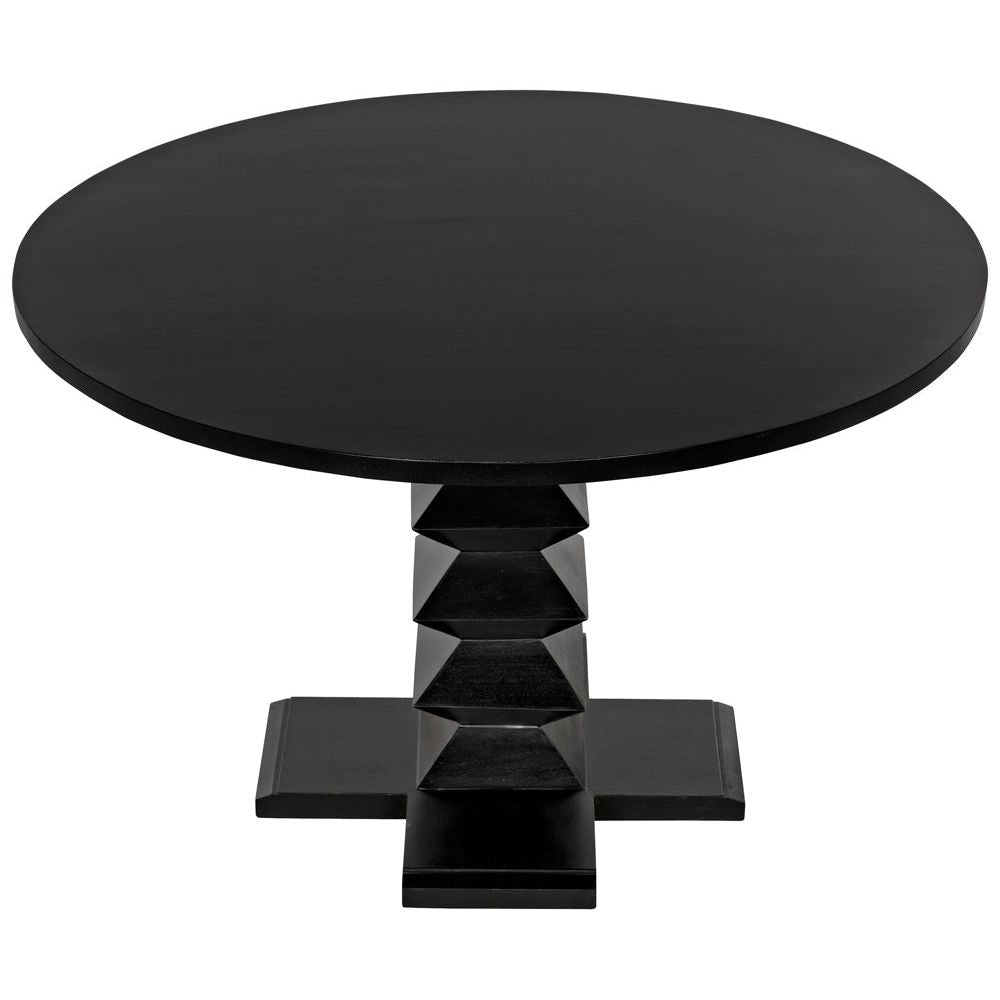 Zig-Zag Dining Table, 48" Diameter, Hand Rubbed Black by NOIR
