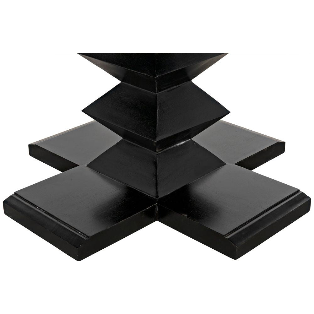 Zig-Zag Dining Table, 48" Diameter, Hand Rubbed Black by NOIR