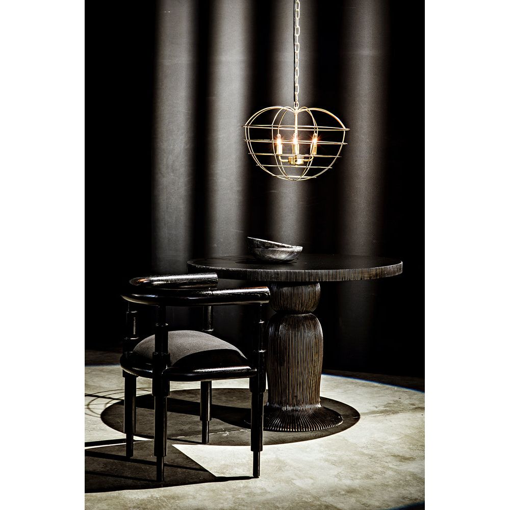 Portobello Dining Table, Hand Rubbed Black with Light Brown Trim by NOIR