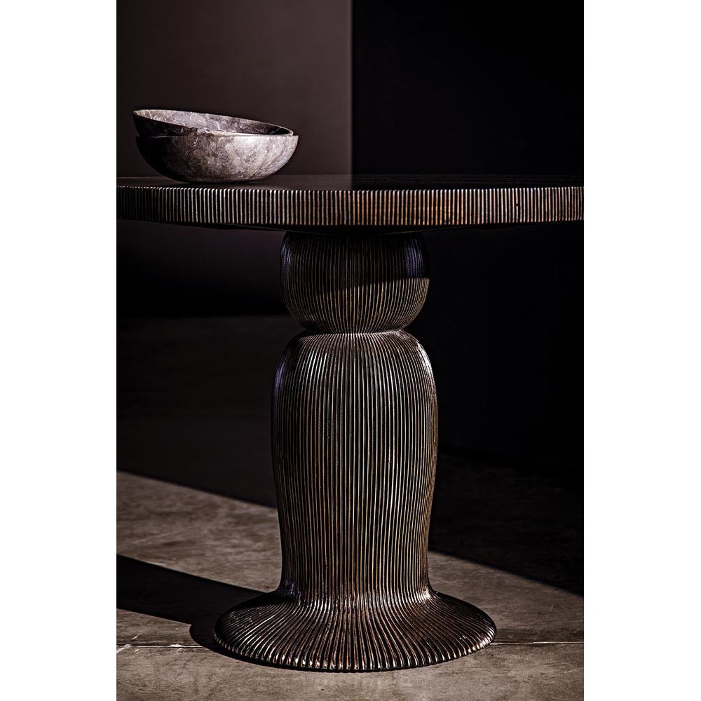 Portobello Dining Table, Hand Rubbed Black with Light Brown Trim by NOIR