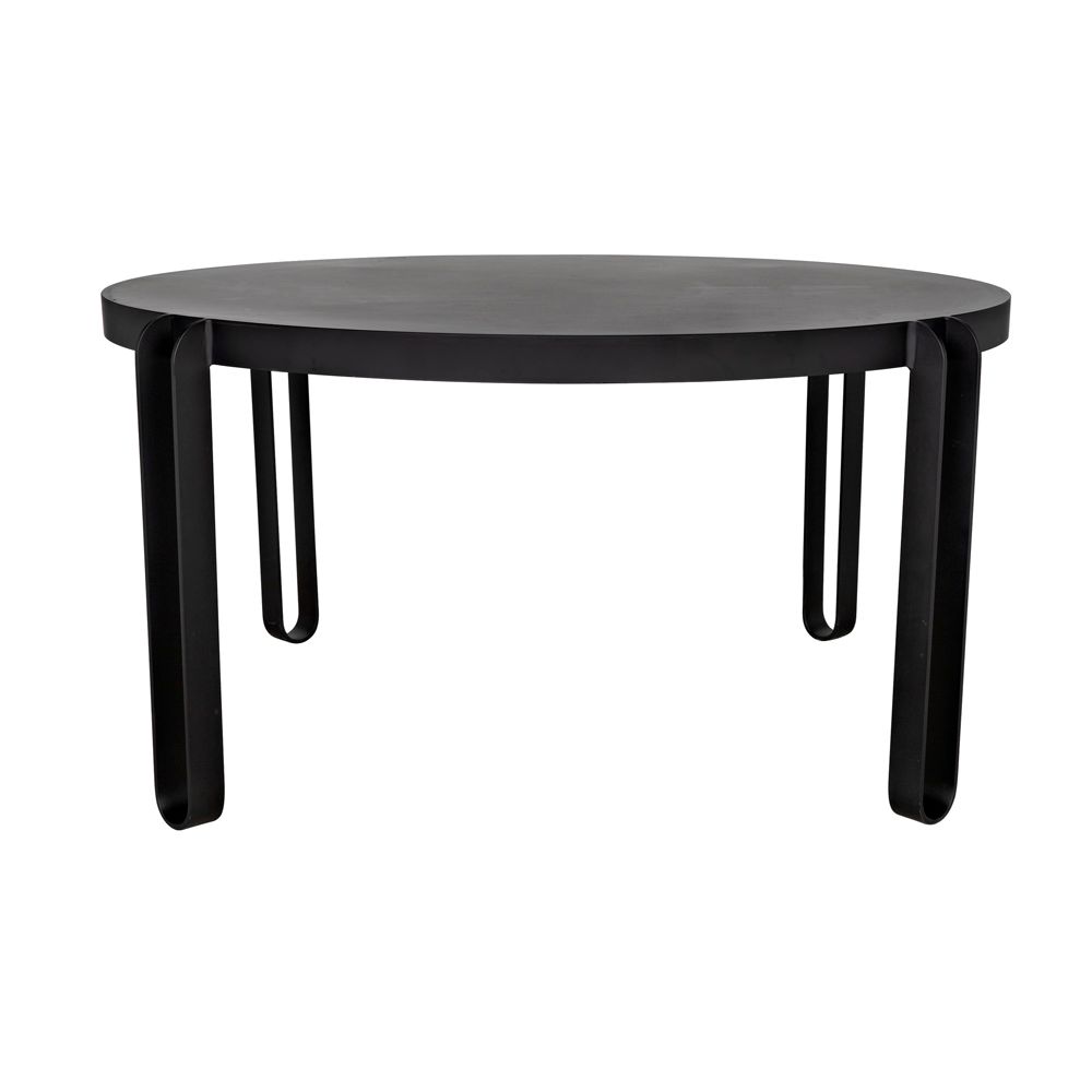 Marcellus Dining Table, 63", Black Metal by NOIR