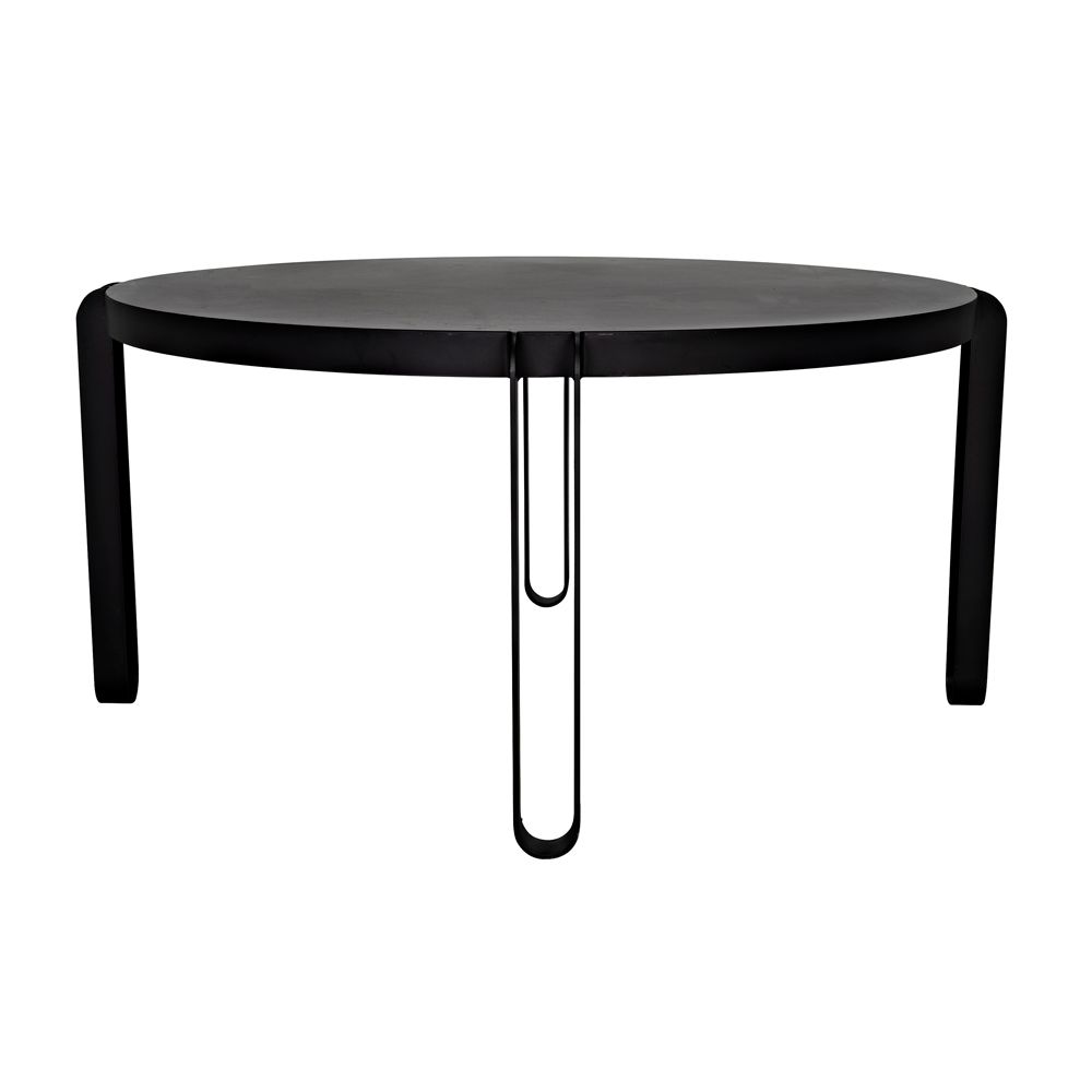Marcellus Dining Table, 63", Black Metal by NOIR