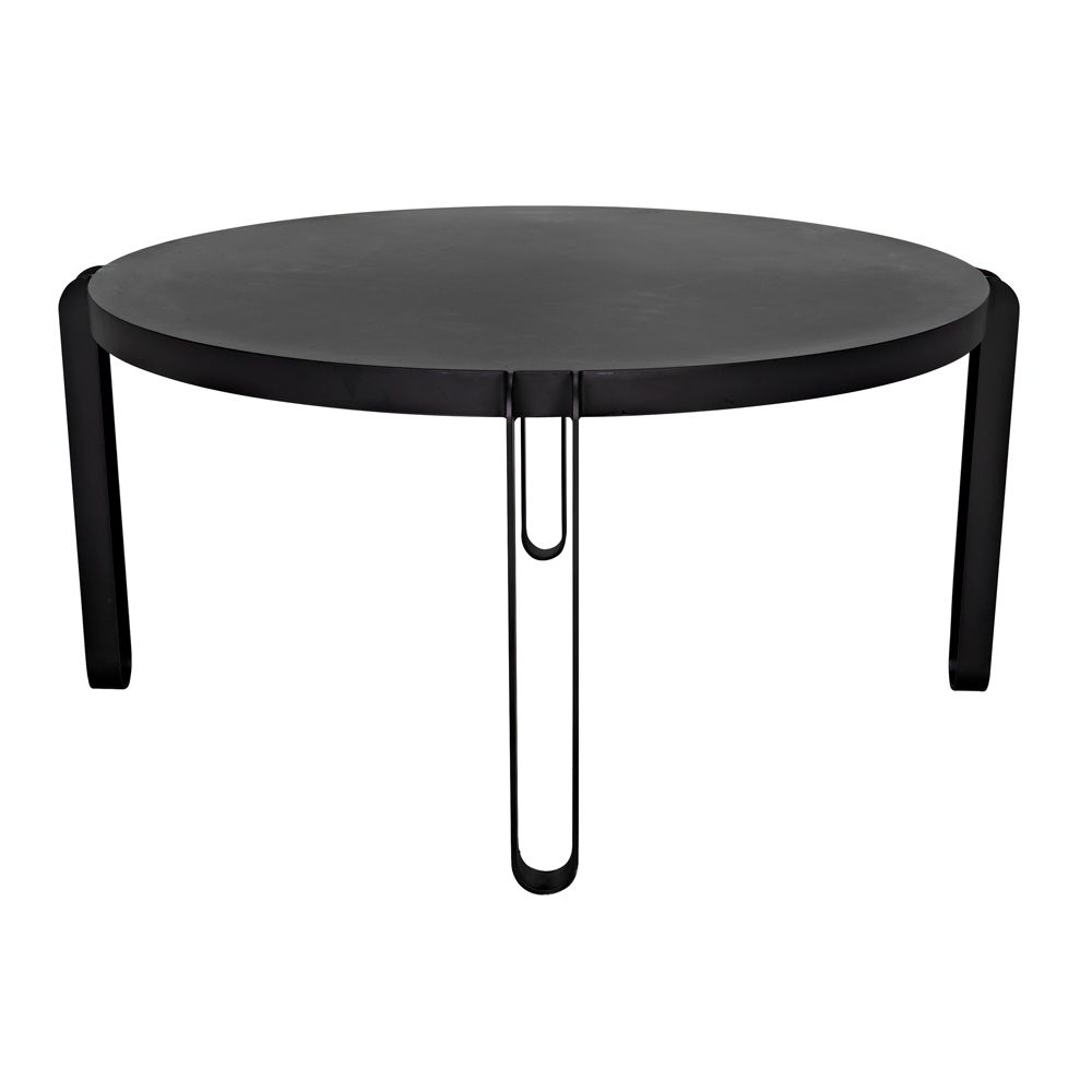 Marcellus Dining Table, 63", Black Metal by NOIR