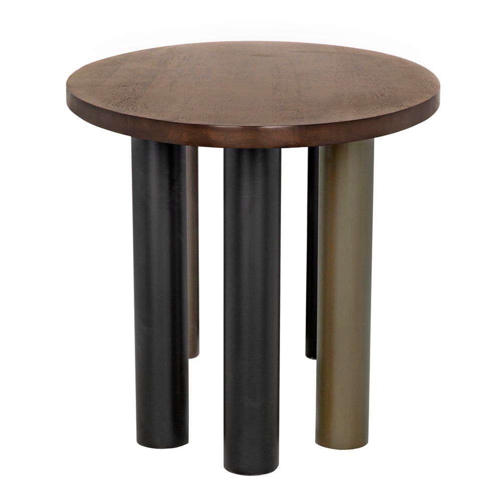 Journal Oval Dining Table, Dark Walnut with Black & Aged Brass Iron Base by NOIR