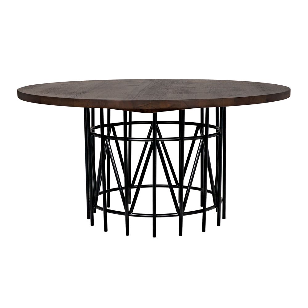 Silberman Dining Table, Dark Walnut W/Black Iron Base by NOIR