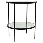 Anna Side Table, Black Iron with Antiqued Mirror by NOIR