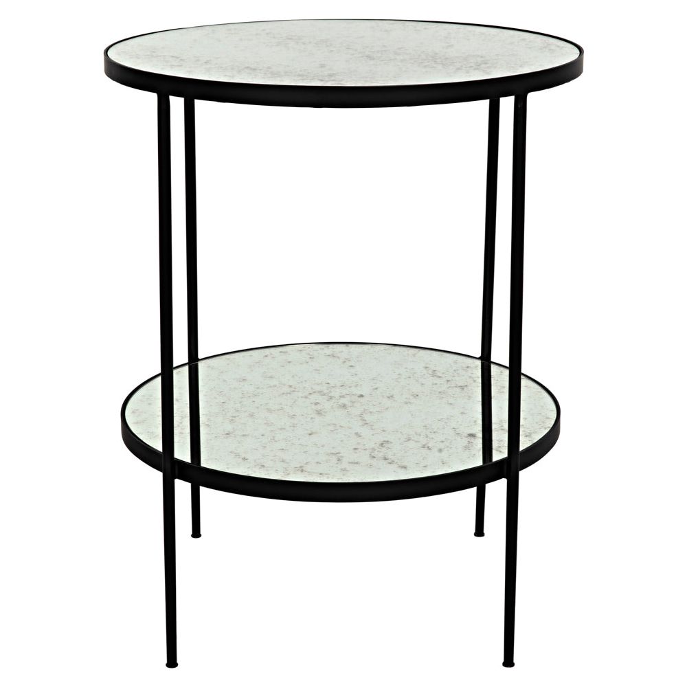 Anna Side Table, Black Iron with Antiqued Mirror by NOIR