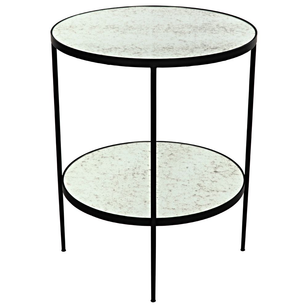 Anna Side Table, Black Iron with Antiqued Mirror by NOIR