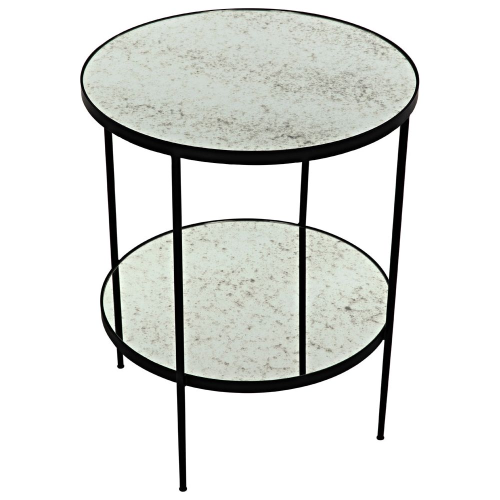 Anna Side Table, Black Iron with Antiqued Mirror by NOIR