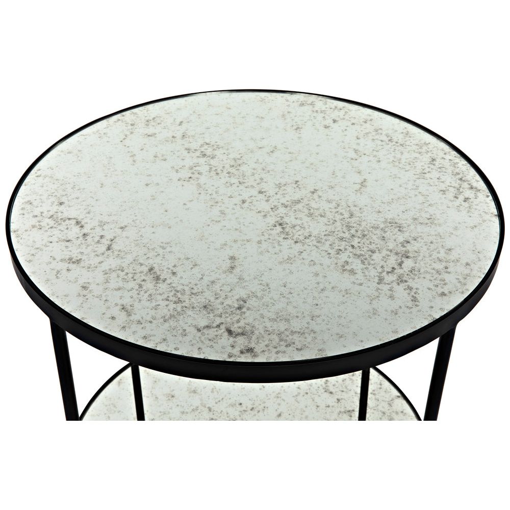 Anna Side Table, Black Iron with Antiqued Mirror by NOIR