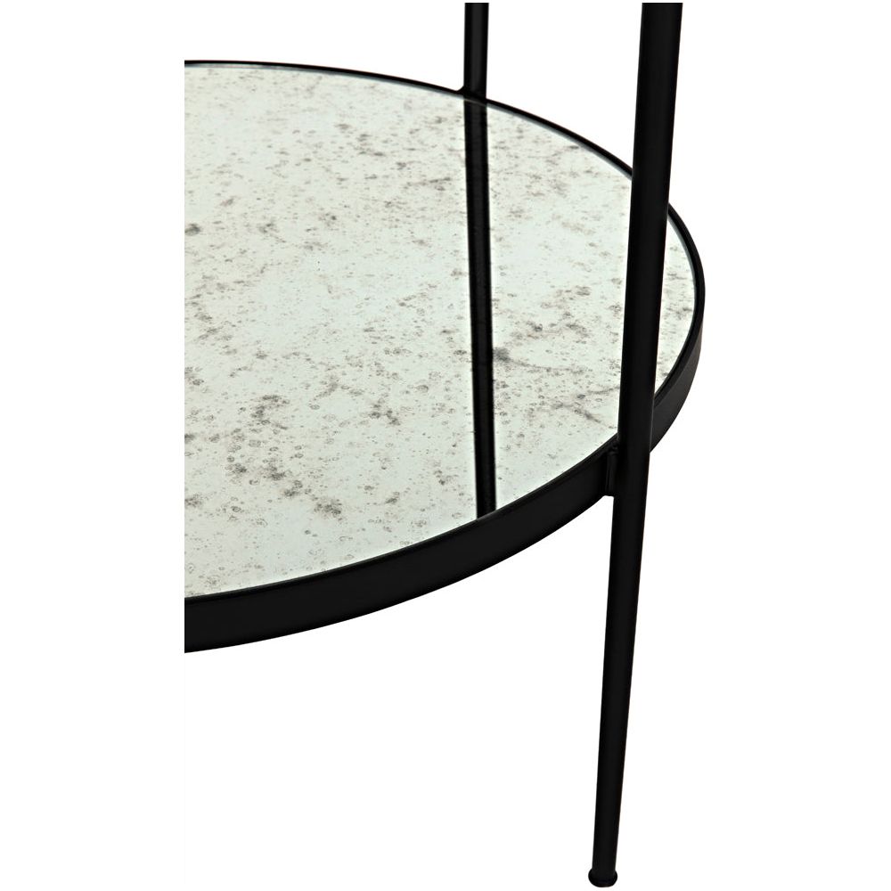 Anna Side Table, Black Iron with Antiqued Mirror by NOIR