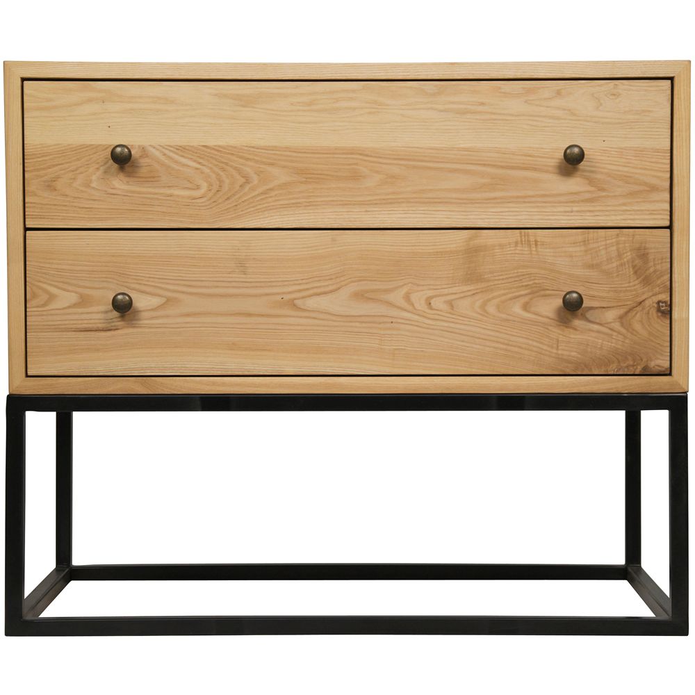 Downtown Side Table, Elm and Black Iron by NOIR