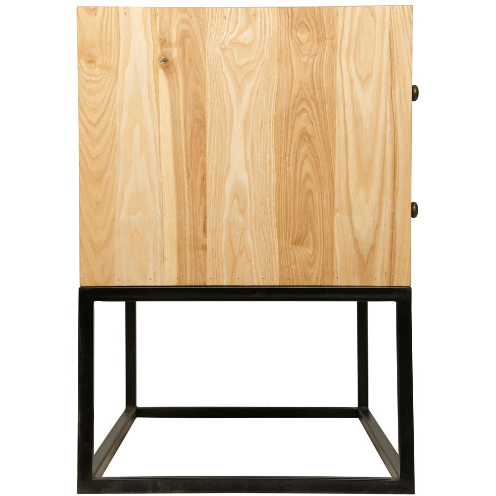 Downtown Side Table, Elm and Black Iron by NOIR