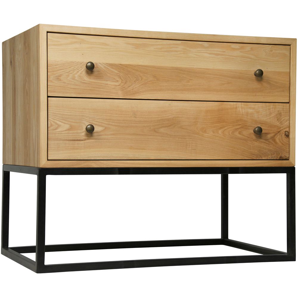 Downtown Side Table, Elm and Black Iron by NOIR