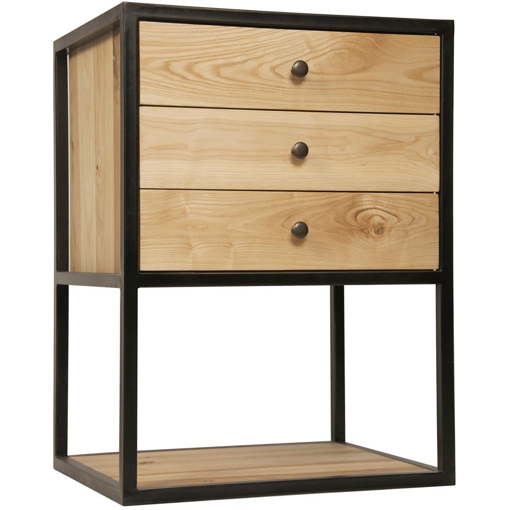 Pearce Side Table, Elm and Black Iron by NOIR