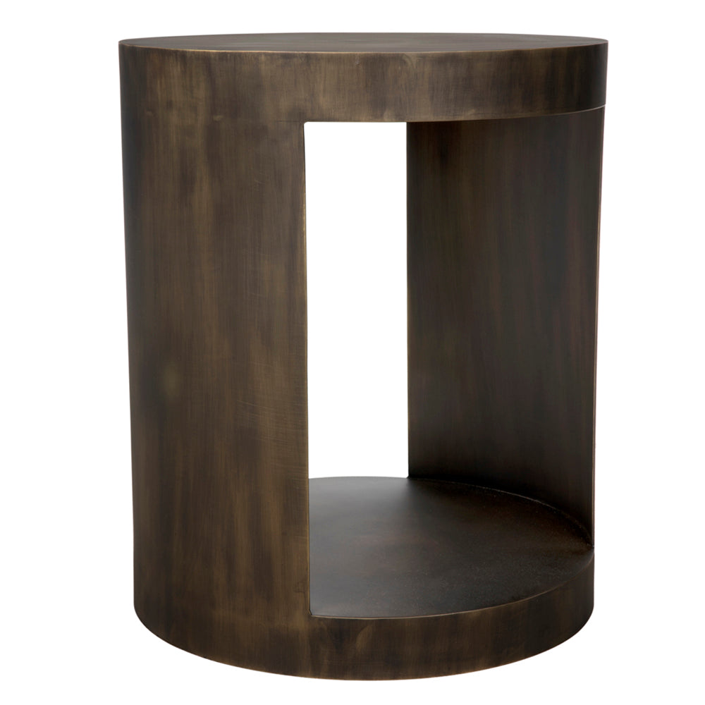 Chrysler Side Table, Iron with Aged Brass Finish by NOIR