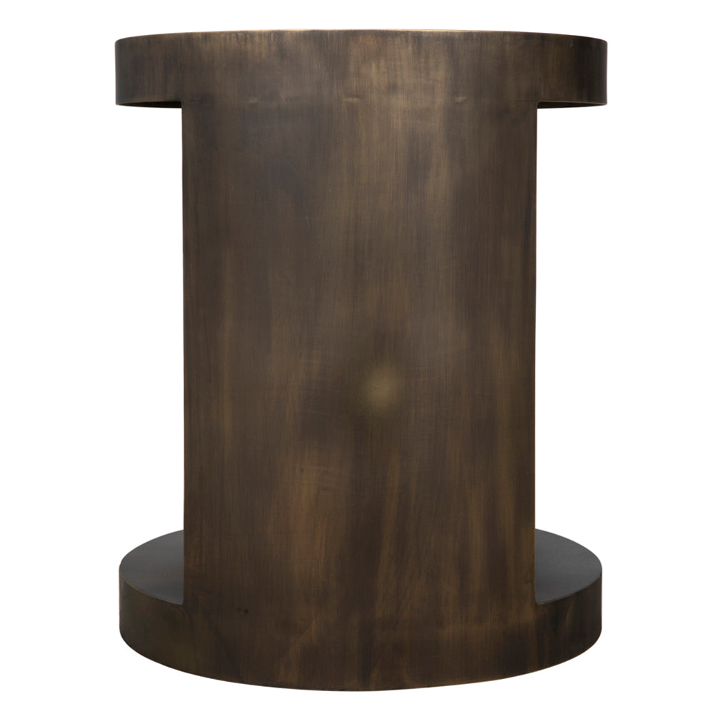 Chrysler Side Table, Iron with Aged Brass Finish by NOIR
