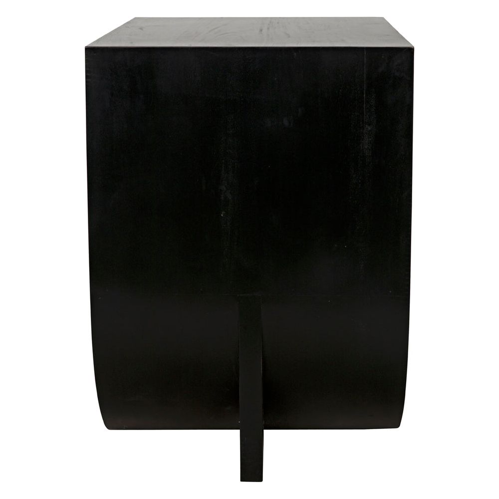 Burton Side Table, Left, Hand Rubbed Black and Teak by NOIR