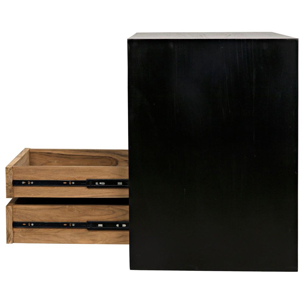 Burton Side Table, Left, Hand Rubbed Black and Teak by NOIR