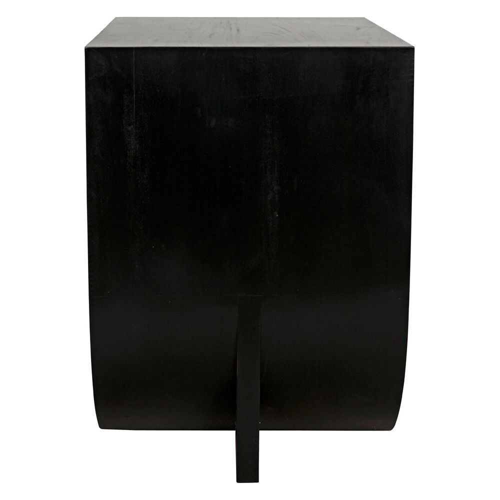 Burton Side Table, Right, Hand Rubbed Black and Teak by NOIR