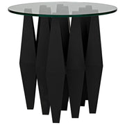 Soldier Side Table, Black Iron with Glass Top by NOIR
