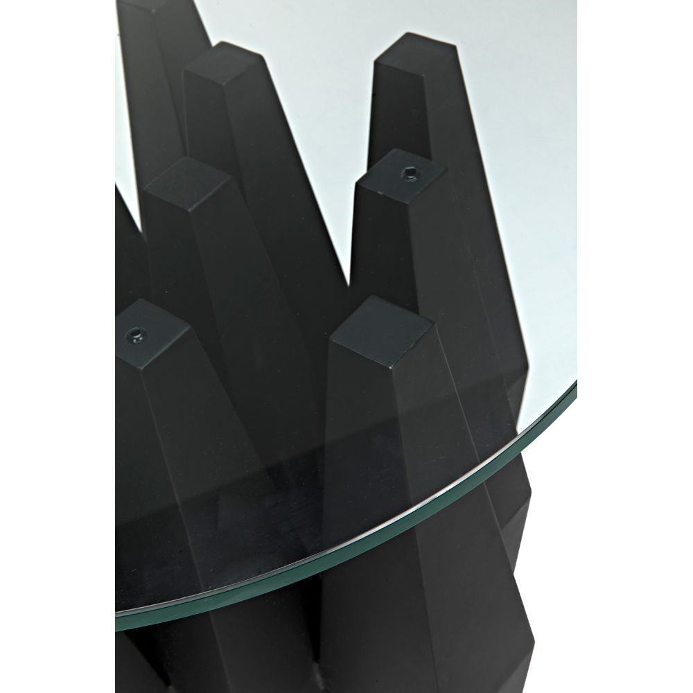 Soldier Side Table, Black Iron with Glass Top by NOIR