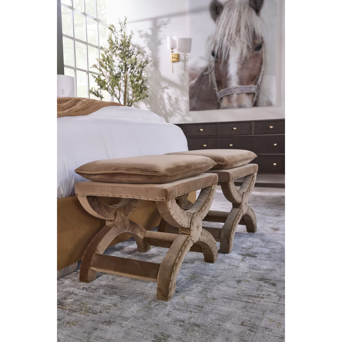 Gaston Ottoman – Caramel Velvet | Essentials for Living by Essentials For Living