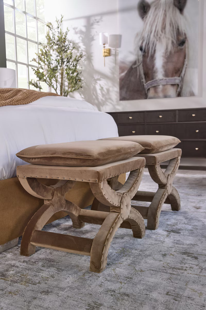 Gaston Ottoman – Caramel Velvet | Essentials for Living by Essentials For Living