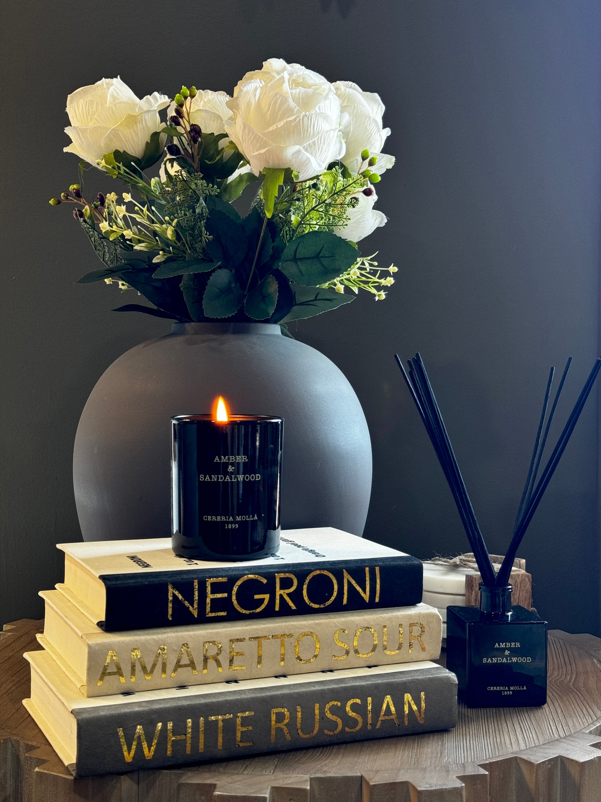 Curated Decorative Books Glam Package With Cocktail and City Names by E Lawrence