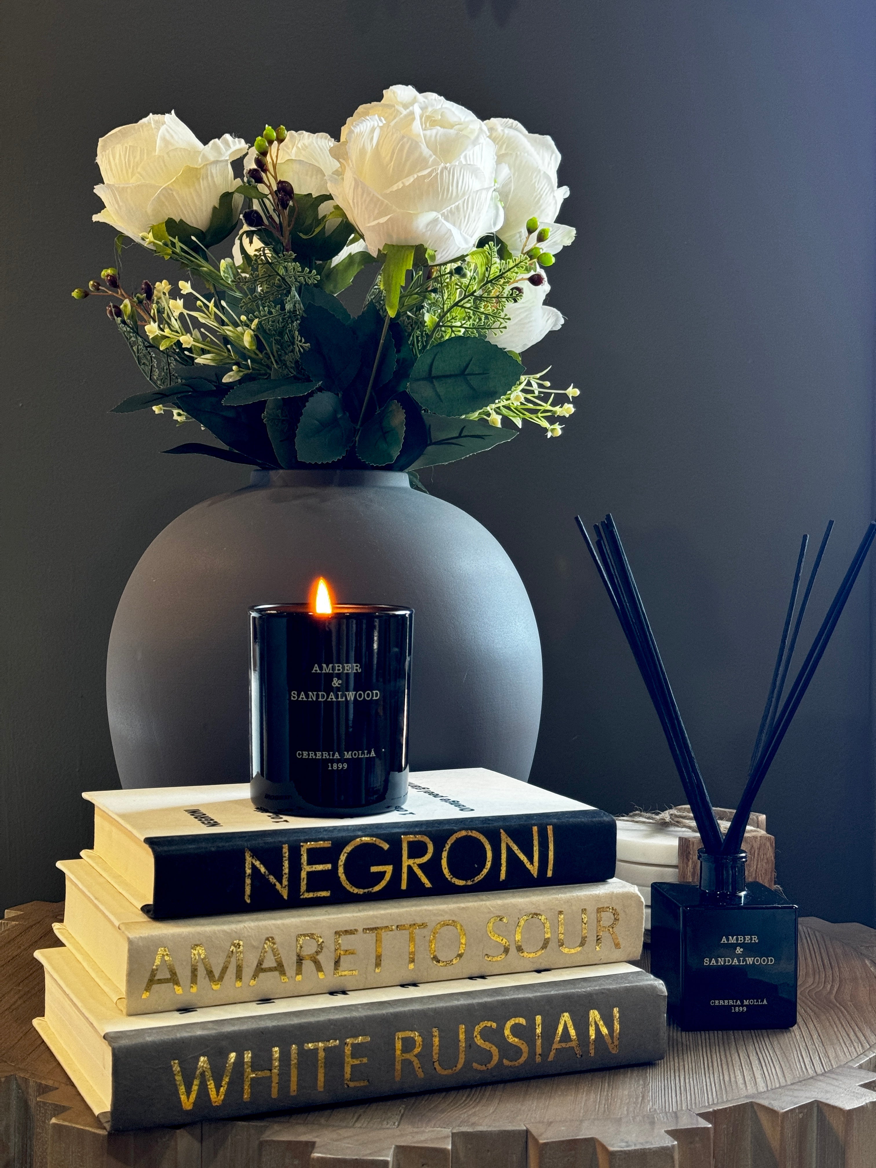 Curated Decorative Books Glam Package With Cocktail and City Names by E Lawrence