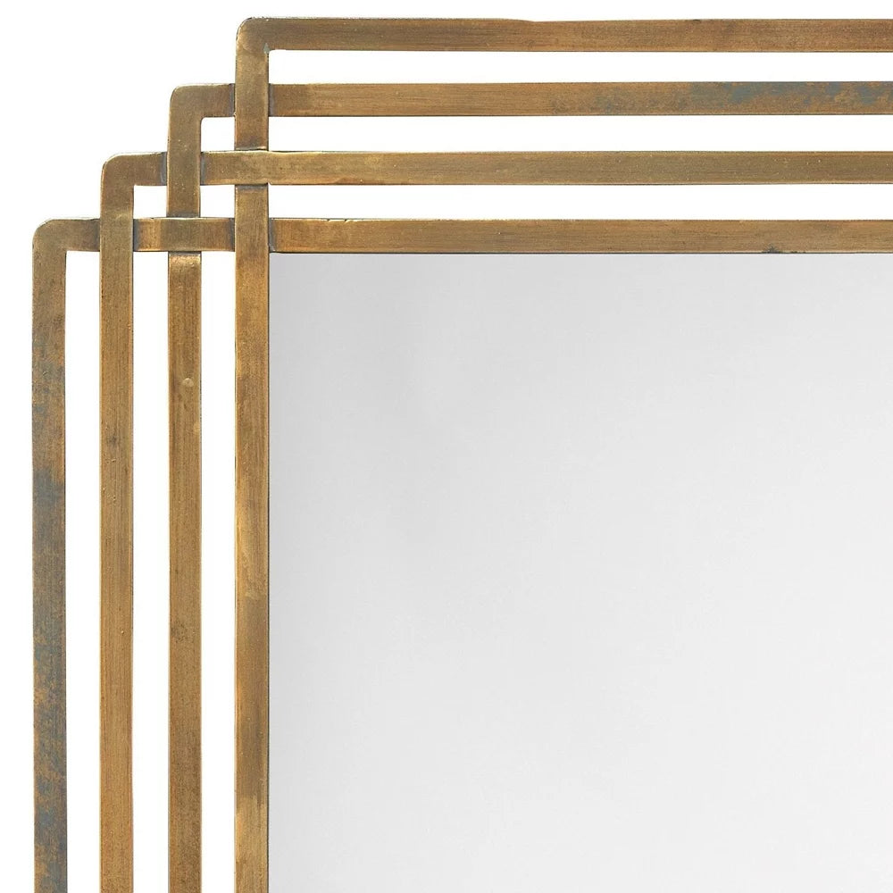 Serai Metal Rectangle Wall Mirror, Antique Brass