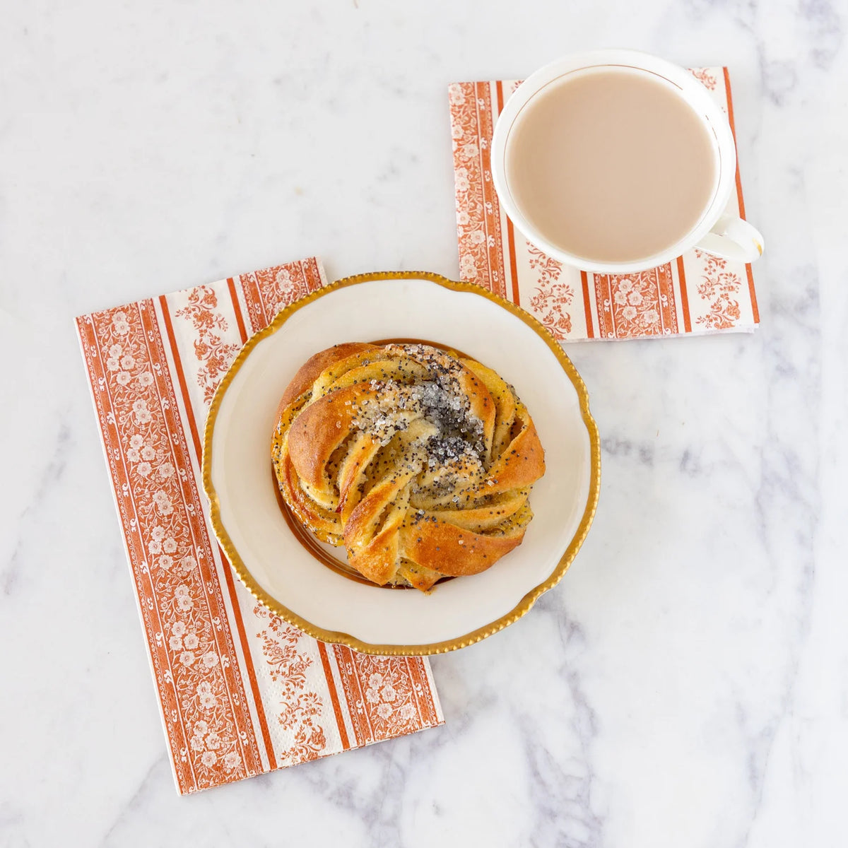 Pumpkin Burleigh Stripe Guest Napkins | Hester & Cook by Hester & Cook