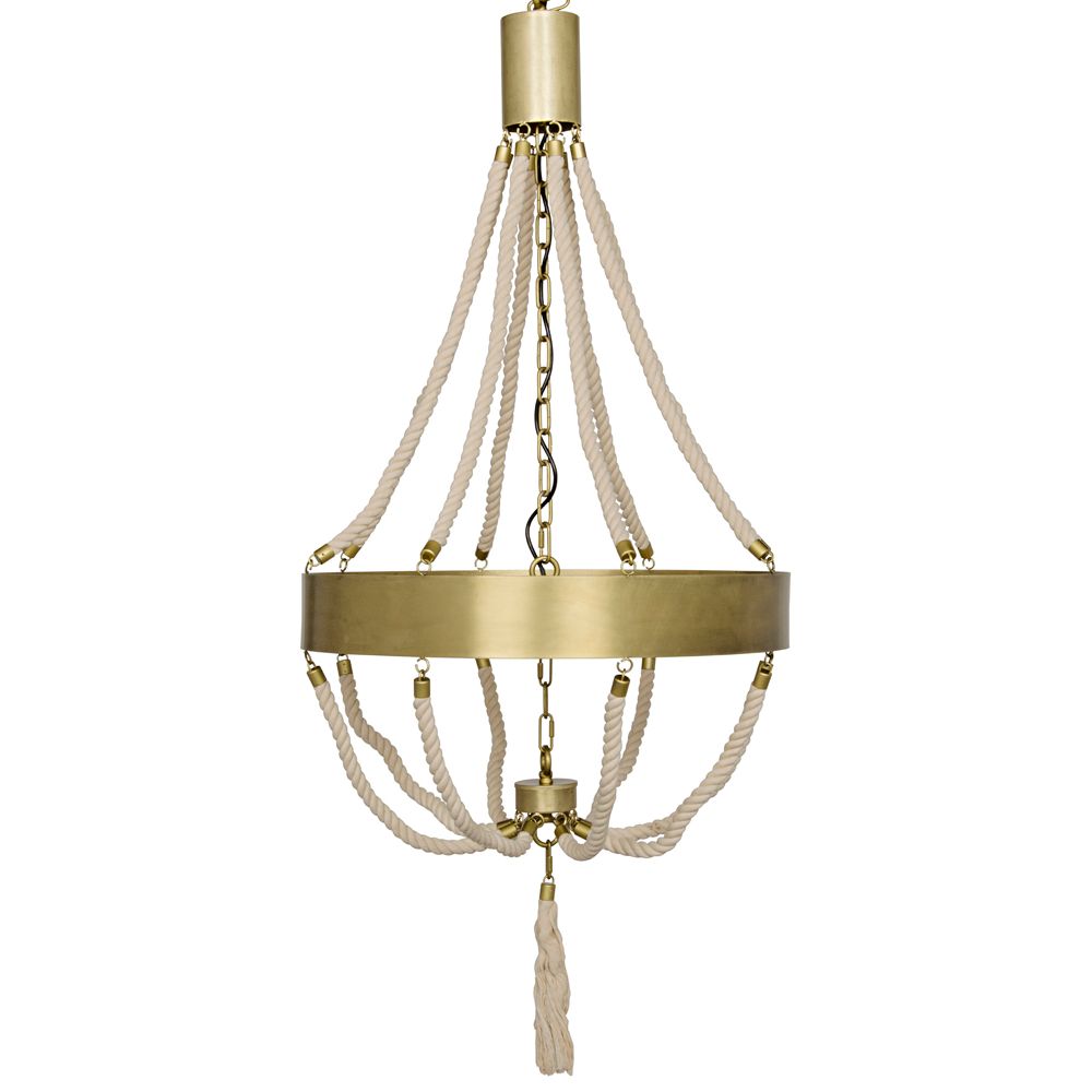 Alec Chandelier, Antique Brass and Rope by NOIR