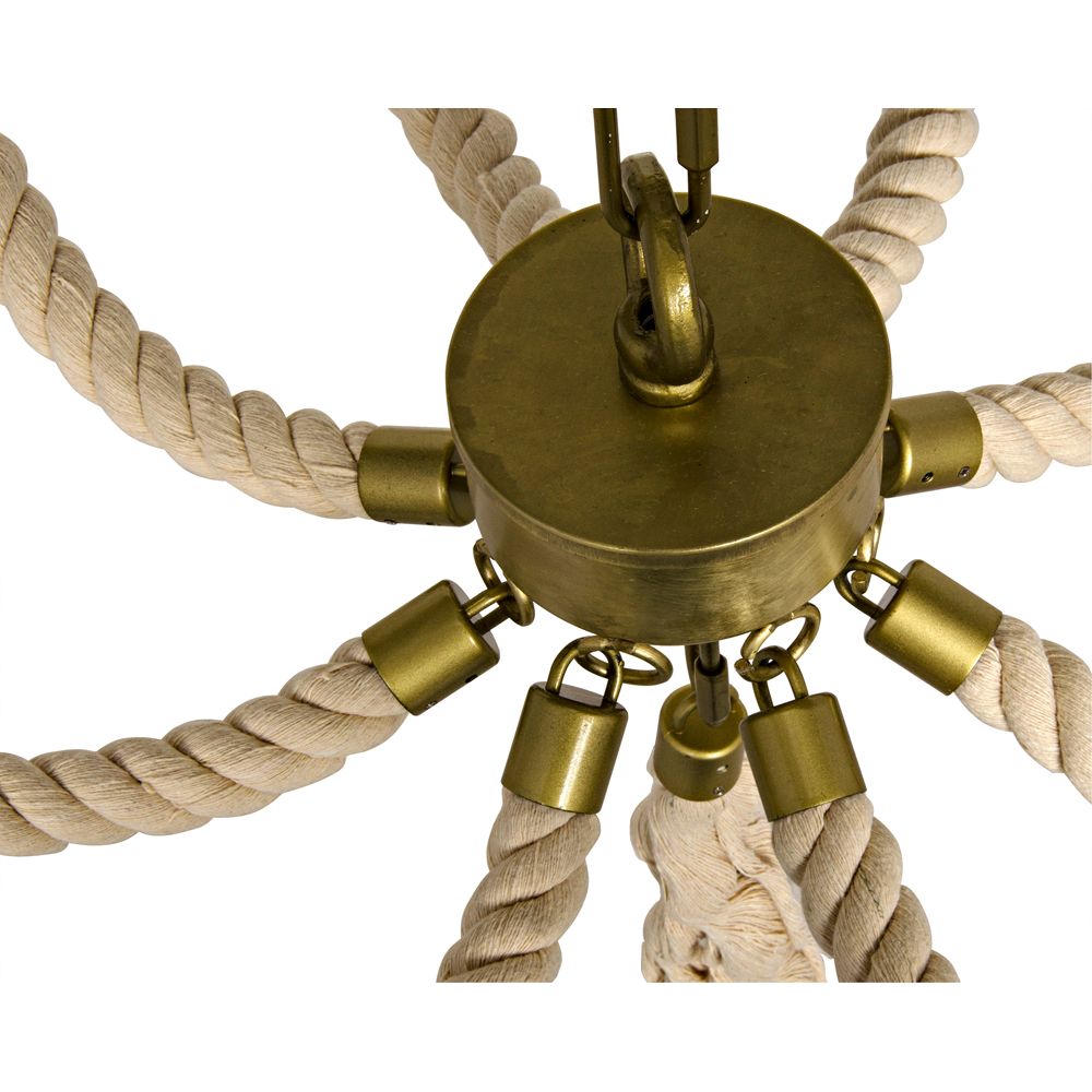 Alec Chandelier, Antique Brass and Rope by NOIR