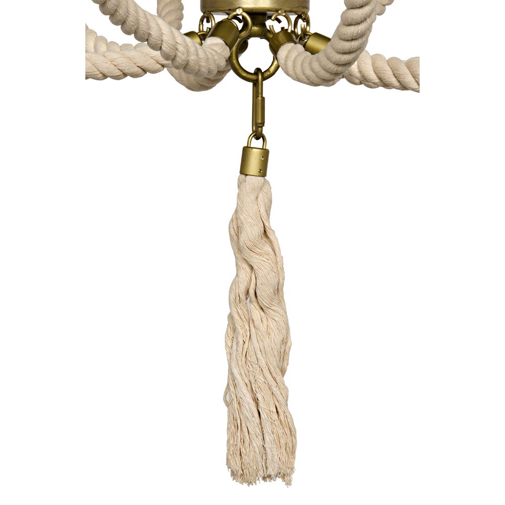 Alec Chandelier, Antique Brass and Rope by NOIR