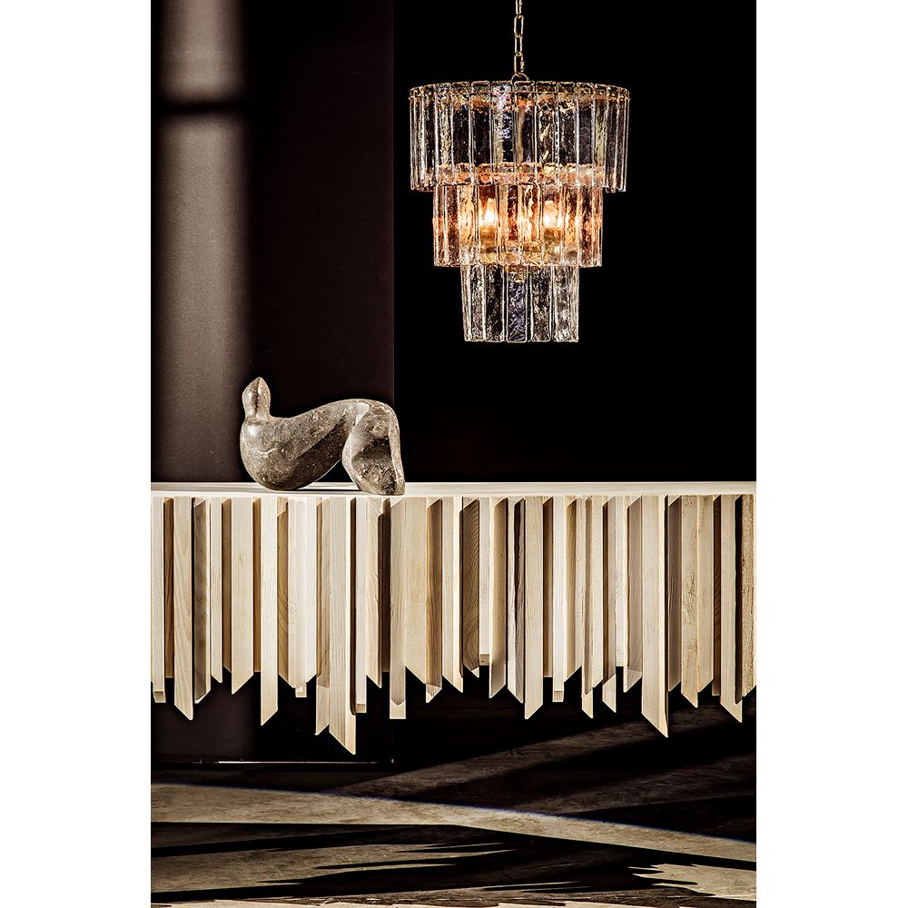 Bruna Chandelier, Small, Metal with Brass Finish by NOIR