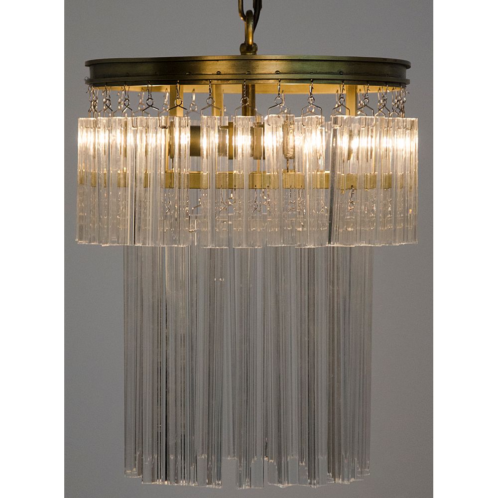 Toby Chandelier, Antique Brass and Crystal by NOIR