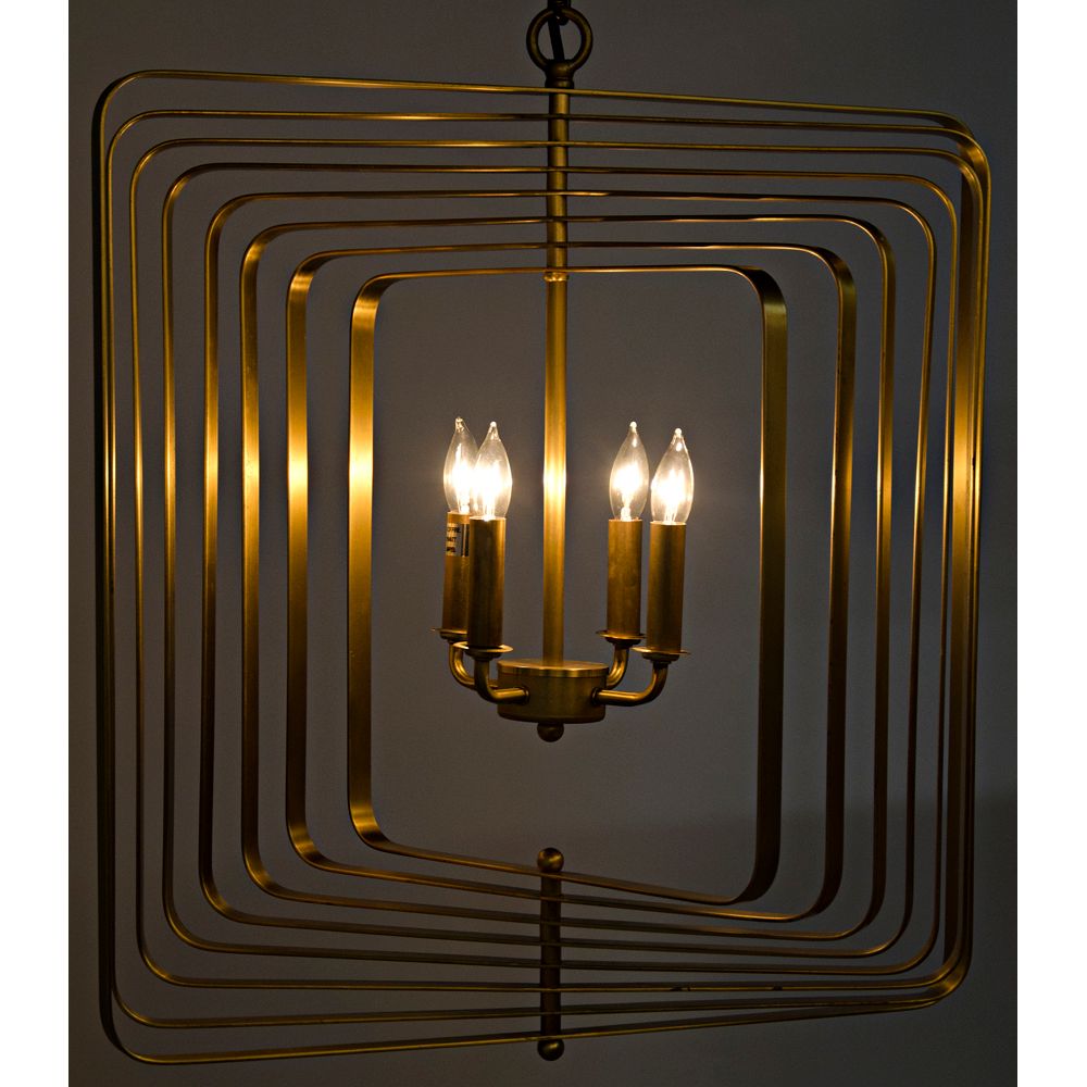 Dimaclema Chandelier, Small, Metal with Brass Finish by NOIR