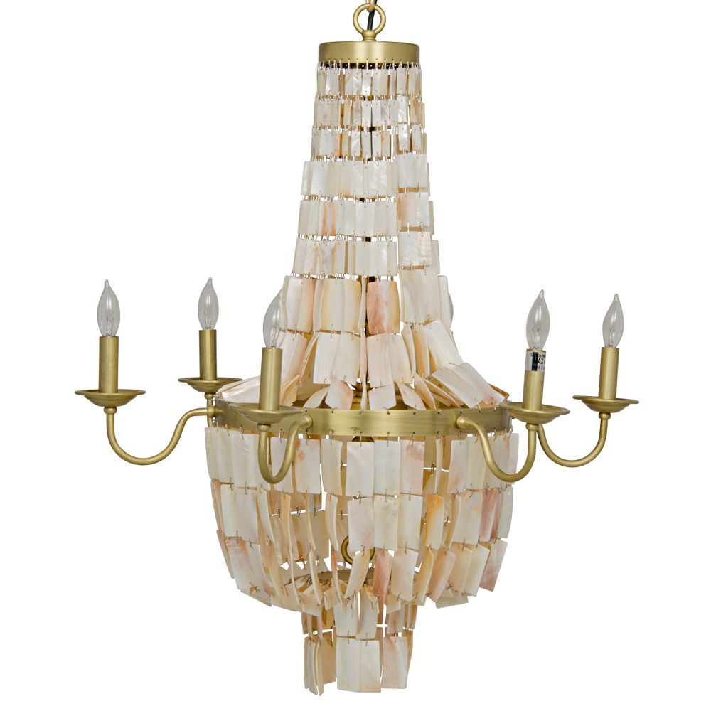 Bijou Chandelier, Antique Brass, Metal and Shells by NOIR