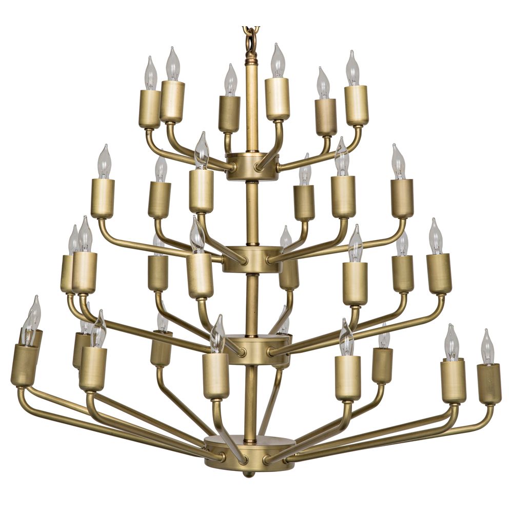 Montoro Chandelier, Antique Brass by NOIR