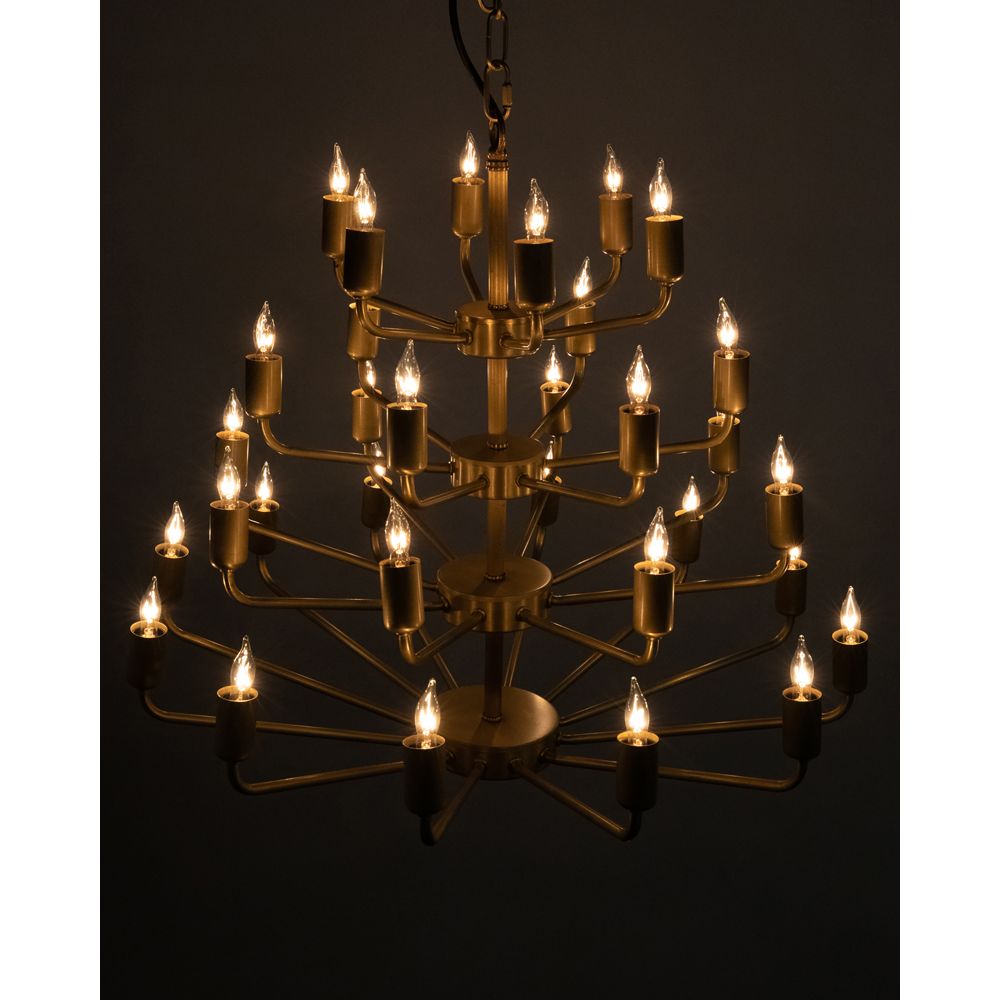 Montoro Chandelier, Antique Brass by NOIR