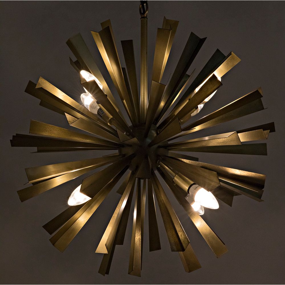Bero Chandelier, Metal with Brass Finish by NOIR