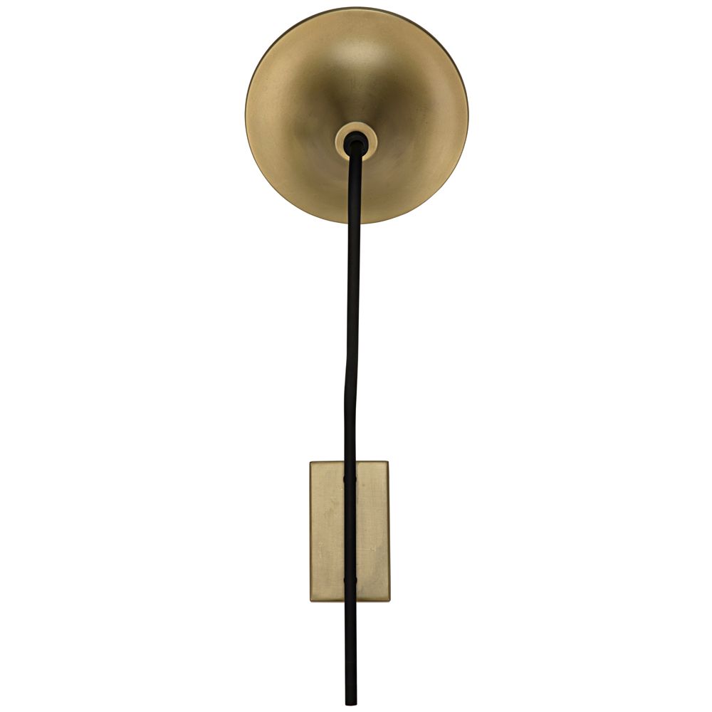 Messala Sconce, Black Iron and Brass Finish by NOIR