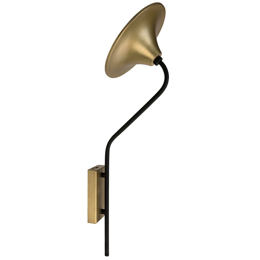 Messala Sconce, Black Iron and Brass Finish by NOIR