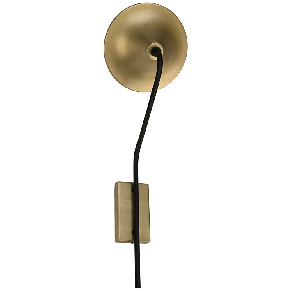 Messala Sconce, Black Iron and Brass Finish by NOIR