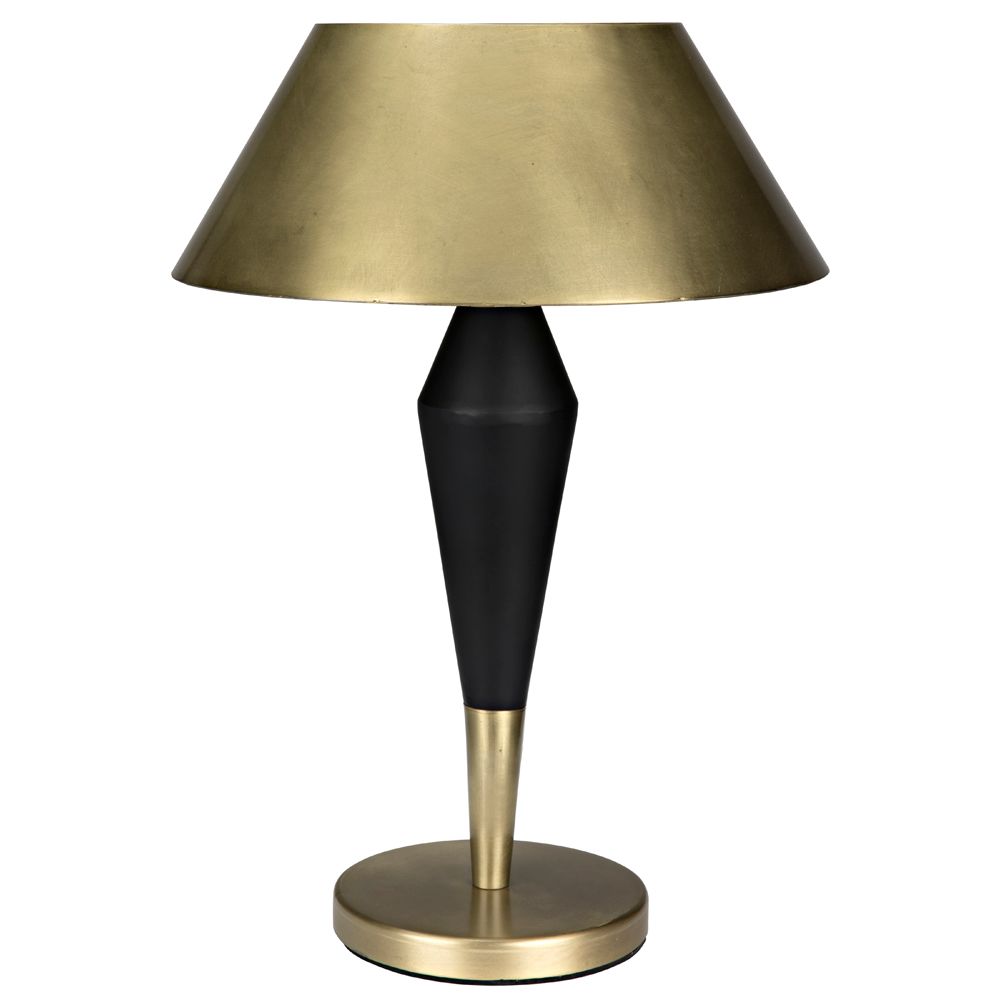 Blau Table Lamp, Iron with Brass Finish and Black Iron Detail by NOIR