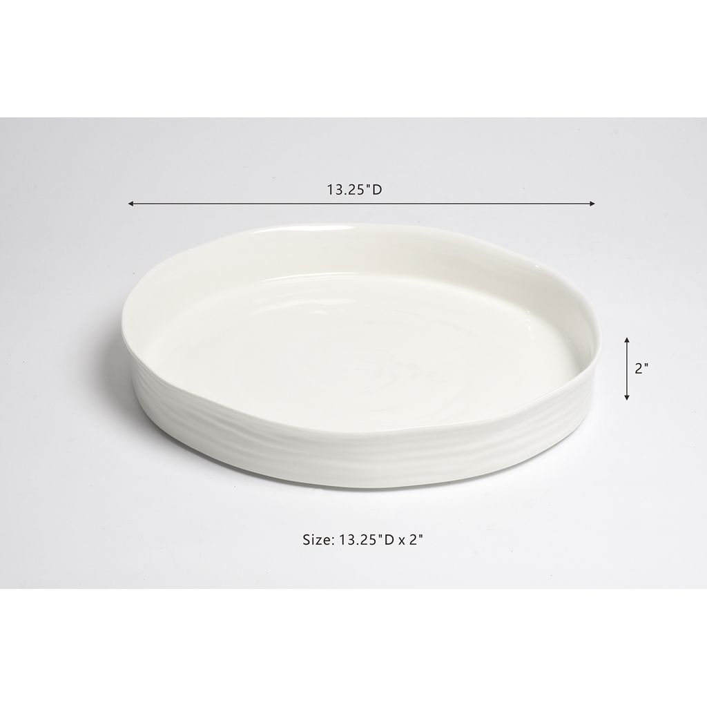 Le Blanc Porcelain Round Platter by Pampa Bay